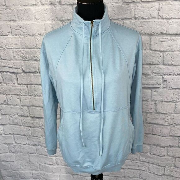 Women’s half zip mock turtleneck Longsleeve pullover light blue sz S women - Picture 1 of 11